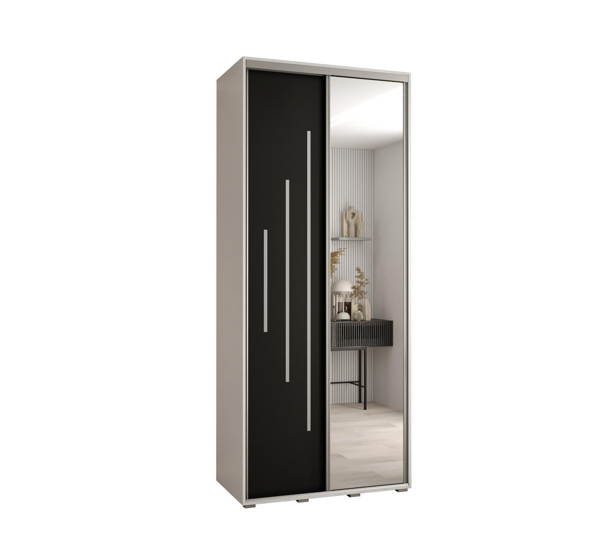 SCHWEBETÜRENSCHRANK 235,2/120/45 2-türig - Silberfarben/Schwarz, Holz/Metall (120/235/45cm) - Abiks Möbel