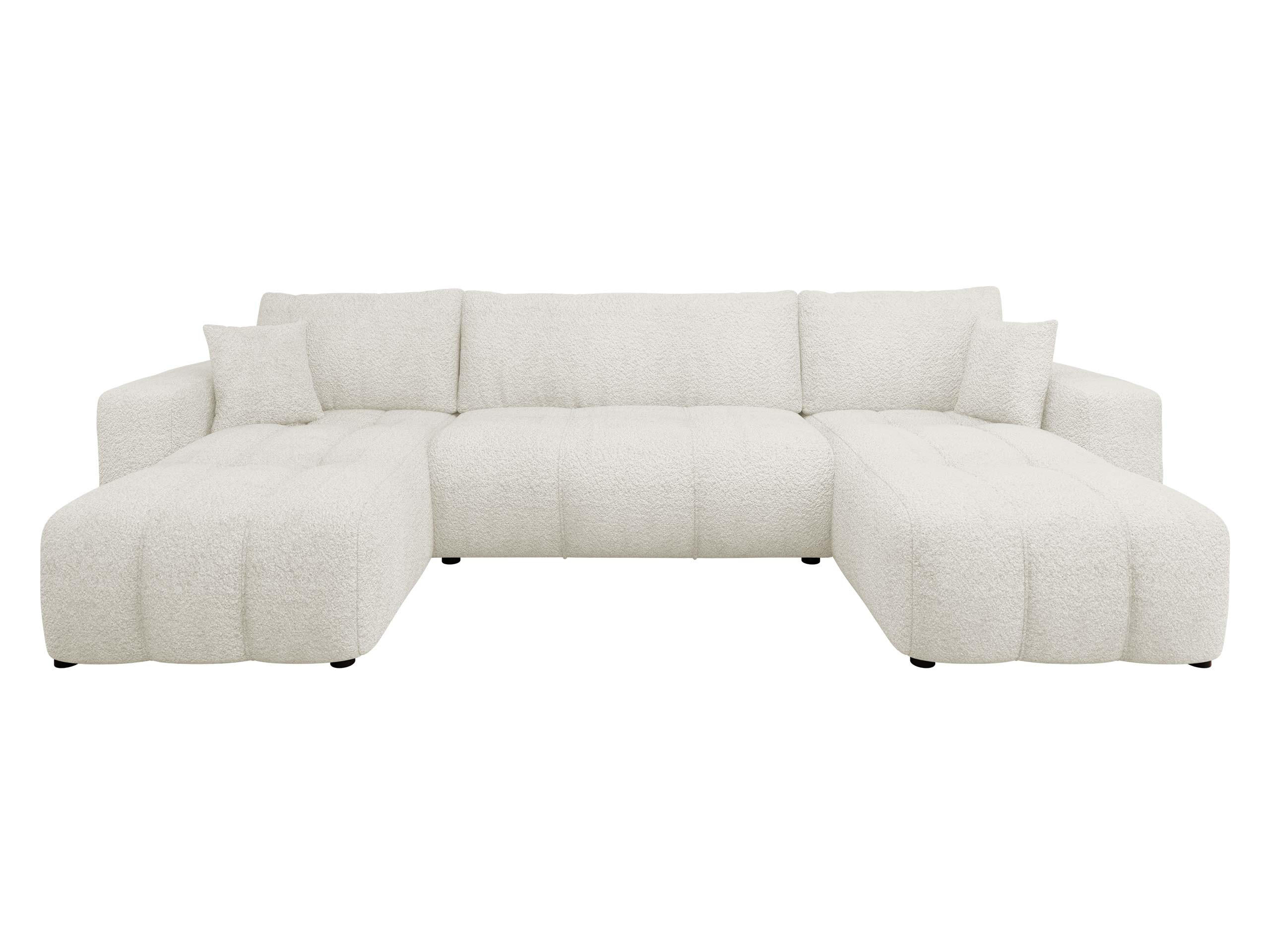 WOHNLADNSCHAFT Furyn U Boucle - Creme/Schwarz, Holzwerkstoff/Kunststoff (312/82/145cm) - MIRJAN24