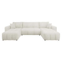 WOHNLADNSCHAFT Furyn U Boucle - Creme/Schwarz, Holzwerkstoff/Kunststoff (312/82/145cm) - MIRJAN24
