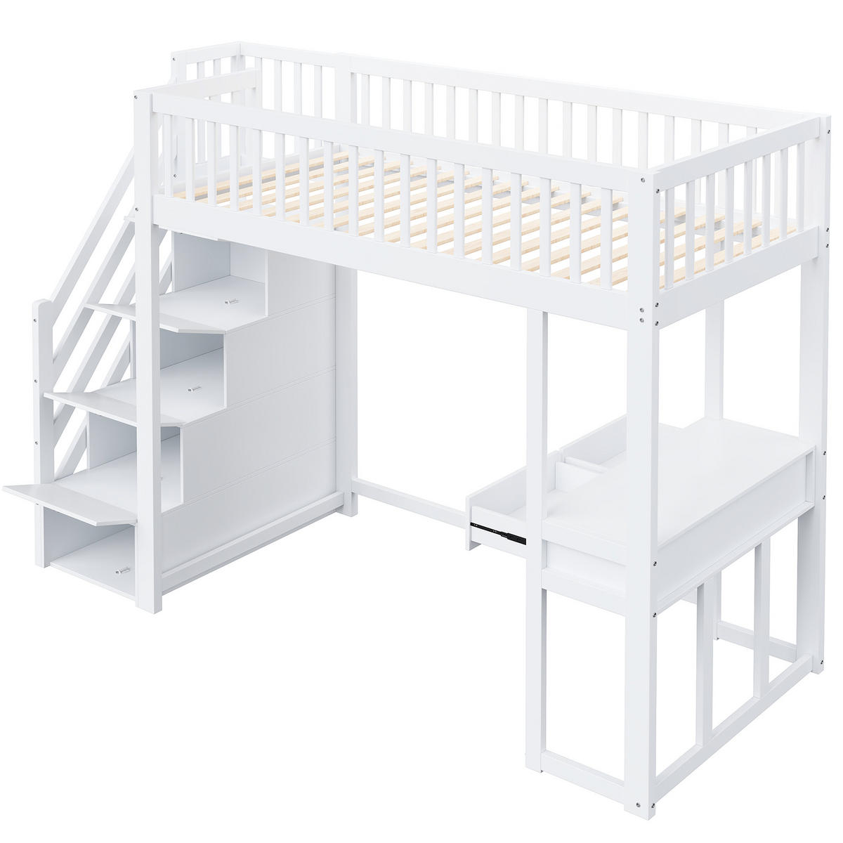 HOCHBETT 90x200 cm Tisch Treppe weiß - Weiß, Holz (90/200cm) - LEBENLANG