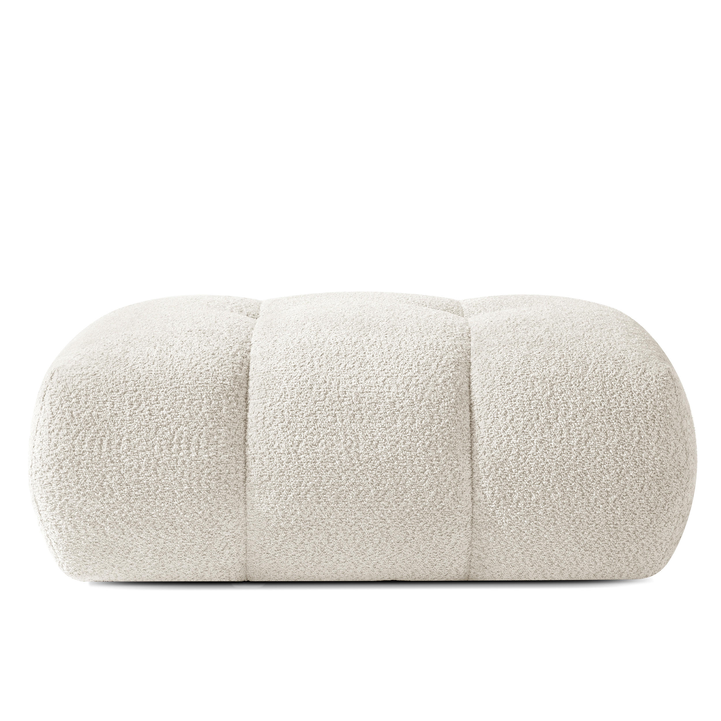 POUF LIRA, Weiß, Bouclé - Weiß, Holz/Holzwerkstoff (96/43/50cm) - KONSIMO®