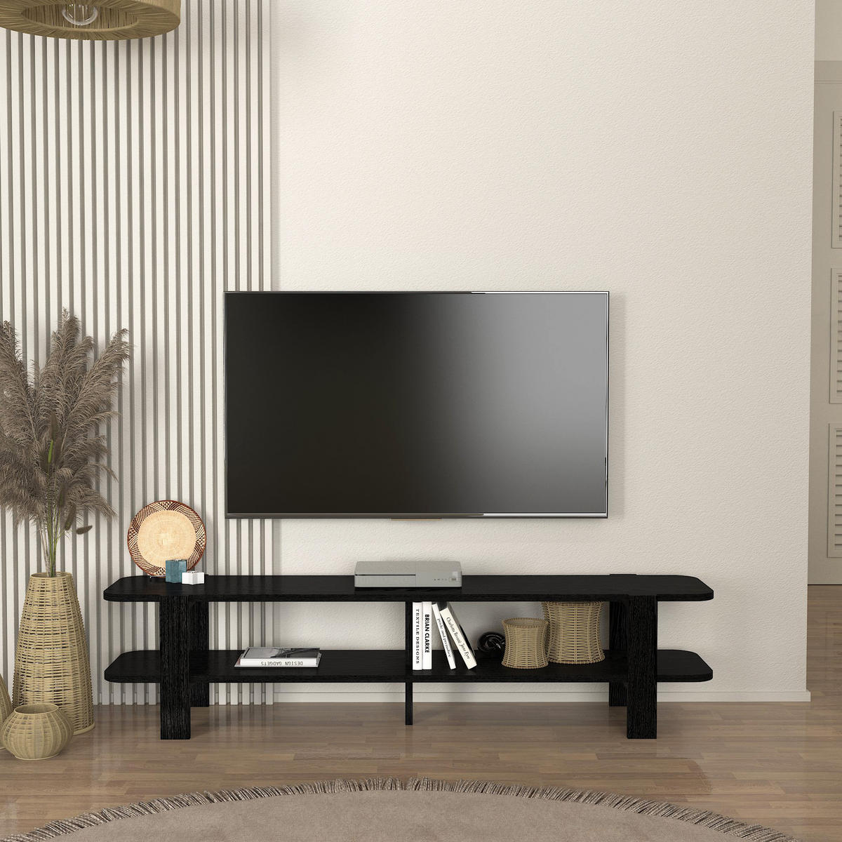 TV LOWBOARD Glam Schwarz - Schwarz, Holzwerkstoff (150/35/33cm) - moebel17