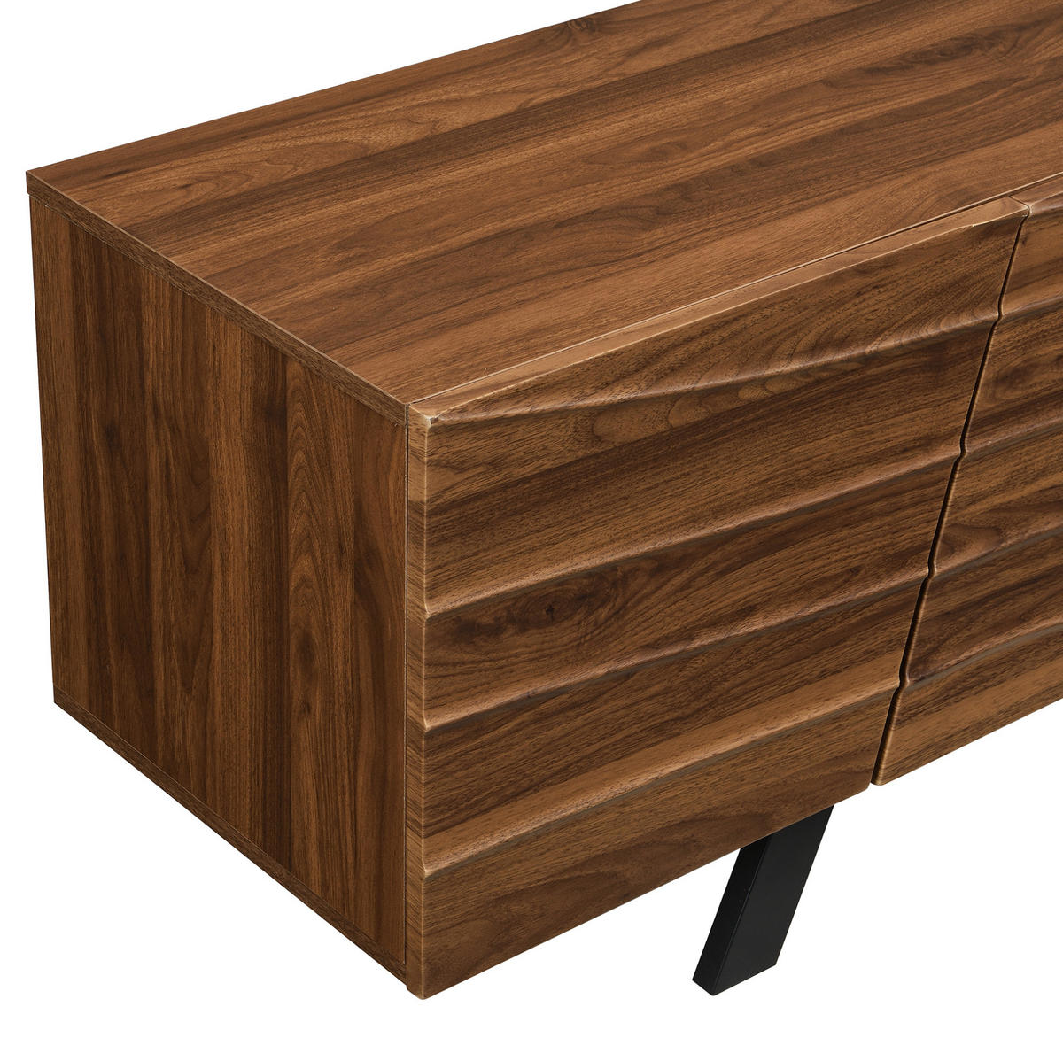 LOWBOARD 160/39/50.5 cm Walnussfarbe aus MDF mit Wellenfront und Kabelmanagement - Walnussfarben, Holzwerkstoff (39/50.5/160cm) - OKMYHOME