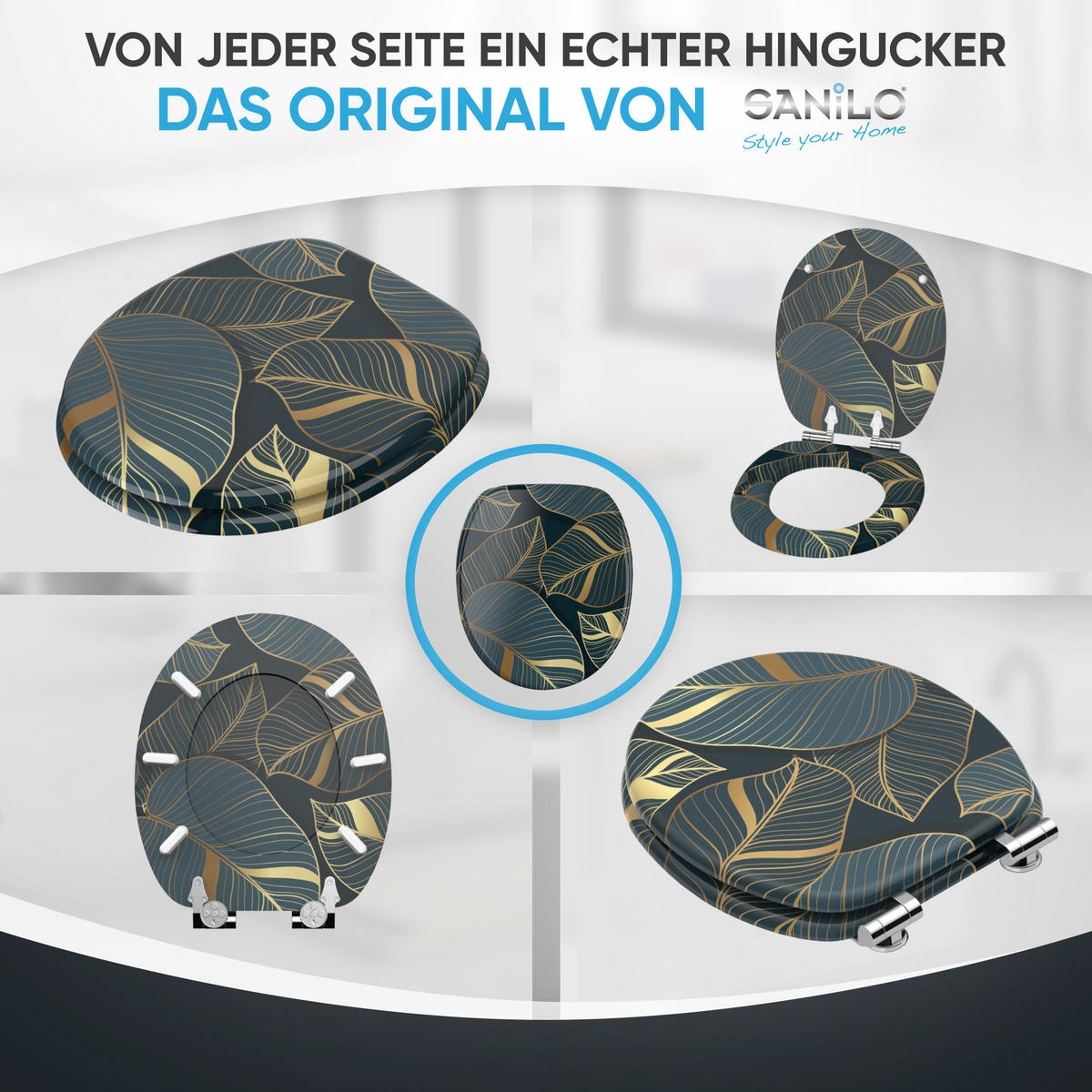 WC Sitz mit Absenkautomatik Monstera - Dunkelgrün, Holzwerkstoff (38/6/47cm) - Sanilo