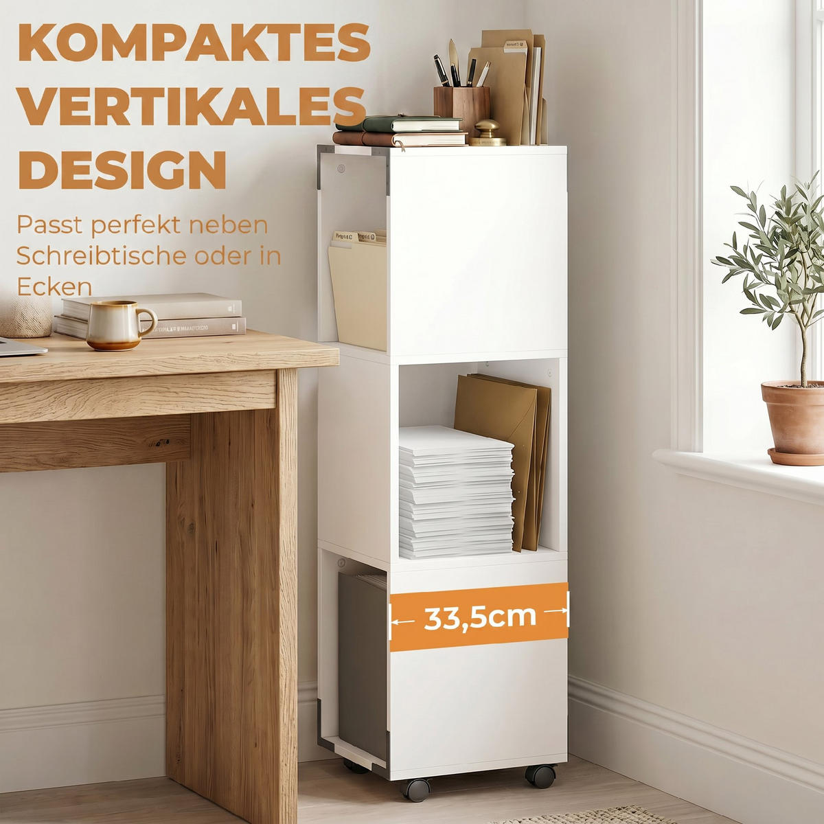 MAPPSKÅP, vitt - Vit, Träbaserade material (33.5/111/33.5cm) - HOMCOM