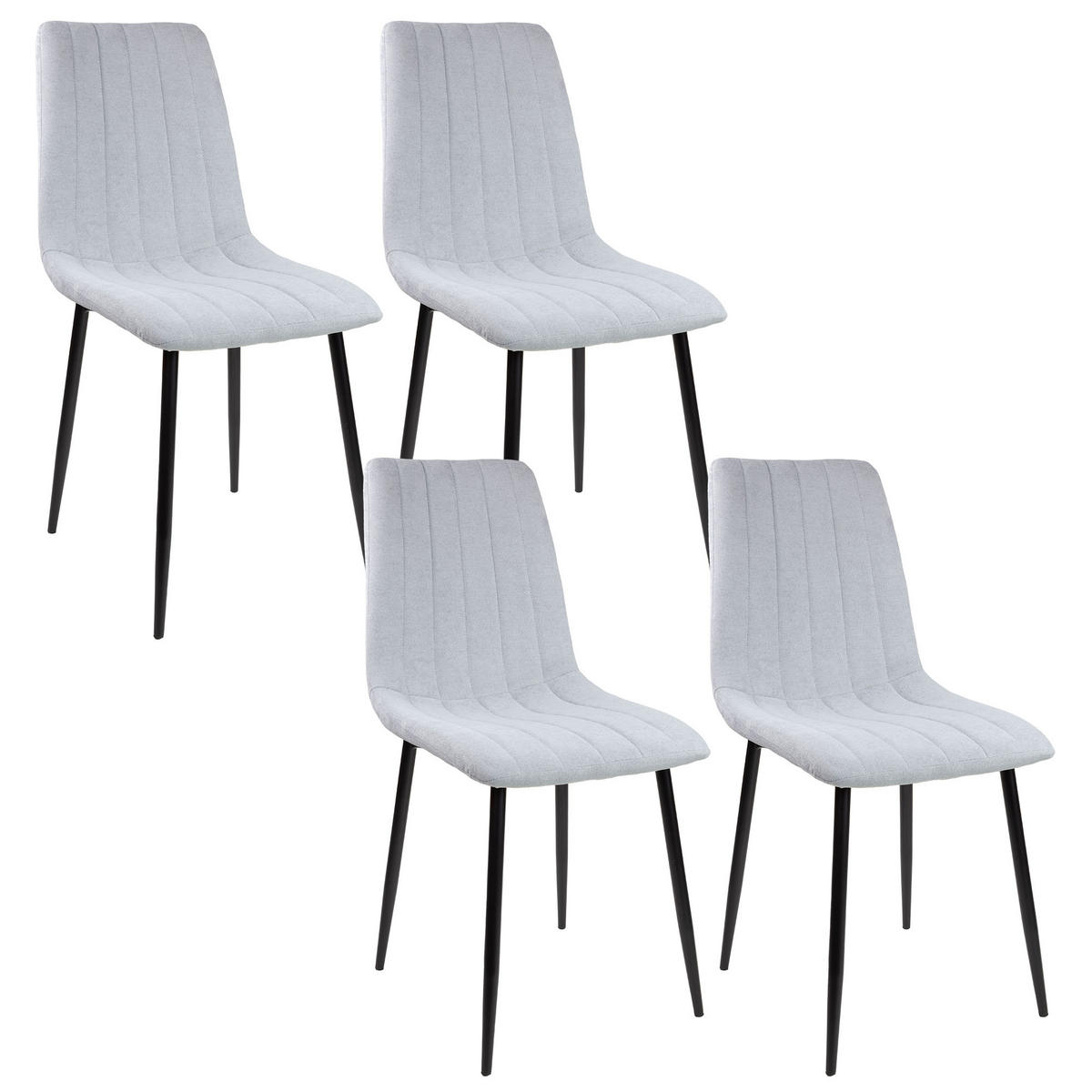 STUHL GARDA Stoffbezug Metallbeine 4er Set Grau - Grau, Textil/Metall (45/90/44cm) - Albatros