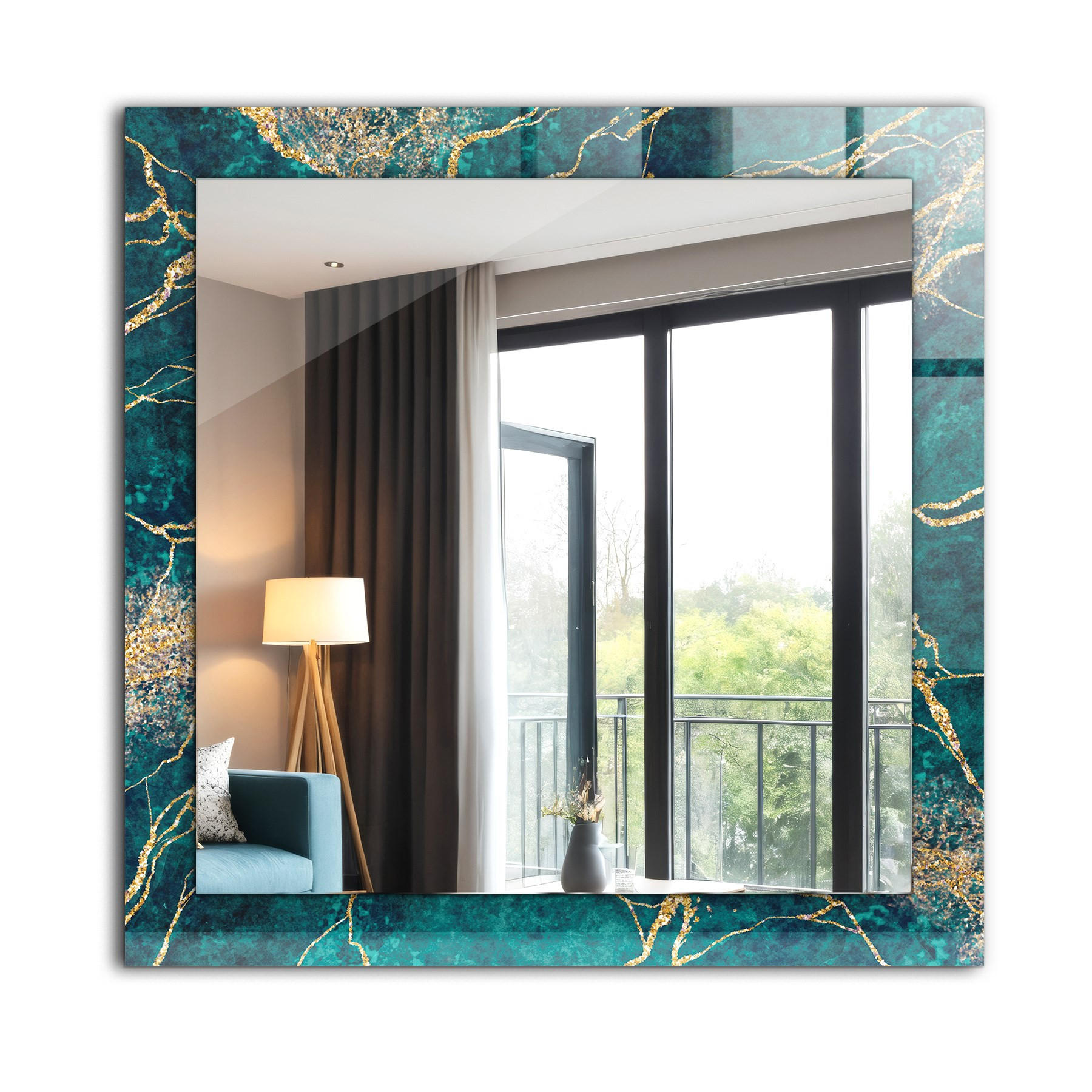 SPIEGEL 60 x 60 cm Rechteckig mit Aufdruck - Grün, Glas (60/60/0.4cm) - TULUP