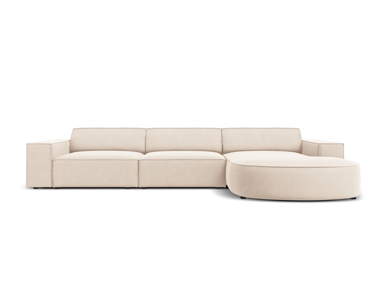 ECKSOFA rechts Jodie aus Samt leichtes beige 4 Sitzplätze - Beige, Textil (166/284cm) - Micadoni