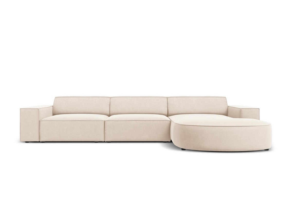 ECKSOFA rechts Jodie aus Samt leichtes beige 4 Sitzplätze - Beige, Textil (166/284cm) - Micadoni