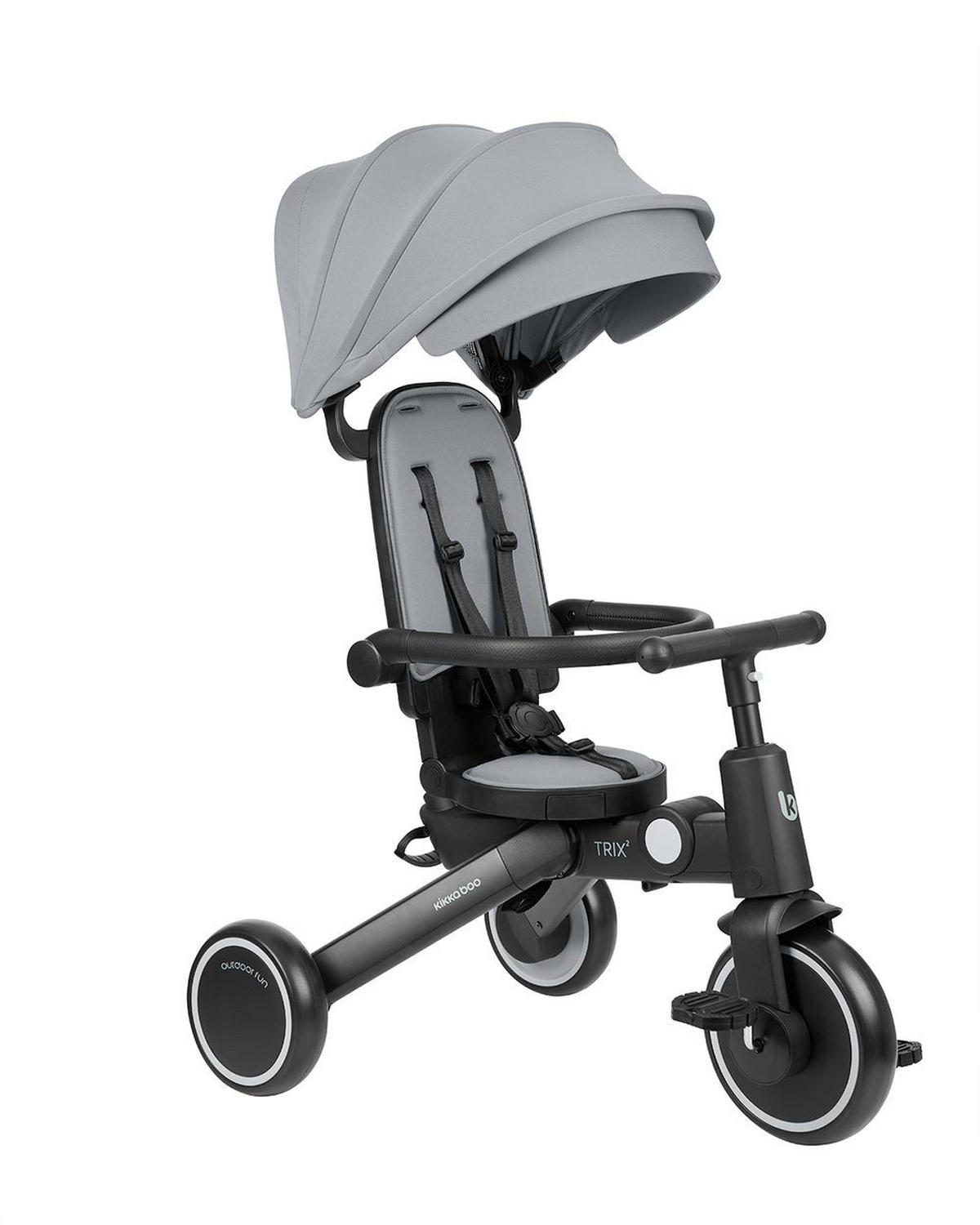 DREIRAD 5 in 1 Trix 2 grau zusammenklappbar, verstellbare Rückenlehne, Gurt - Grau, Metall (54/52/98cm) - Kikka boo