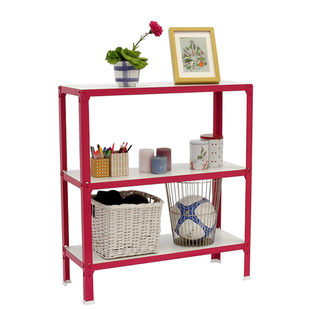 WOHNREGAL LIVING KOALA WOOD mit 3 Fachböden | HxBxT 90x80x30cm | Fachlast 150kg | Rosa/Weiß - Rosa, Metall (80/90/30cm) - PROREGAL