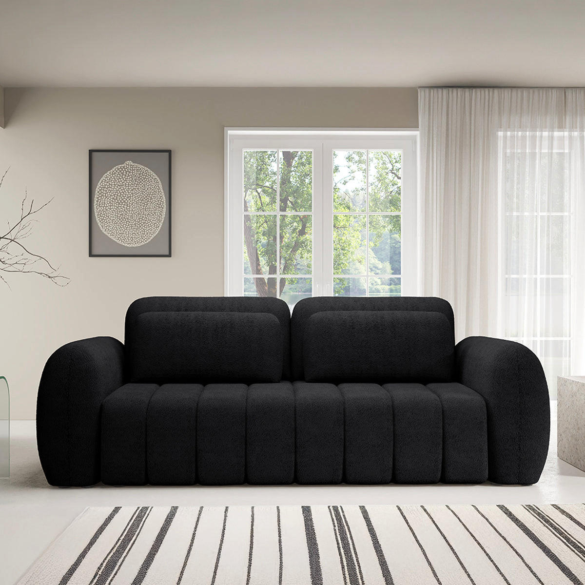 SOFA Cesar 3 Sitzplätze Schwarz - Schwarz, Holz (266/95/110cm) - Petits-meubles