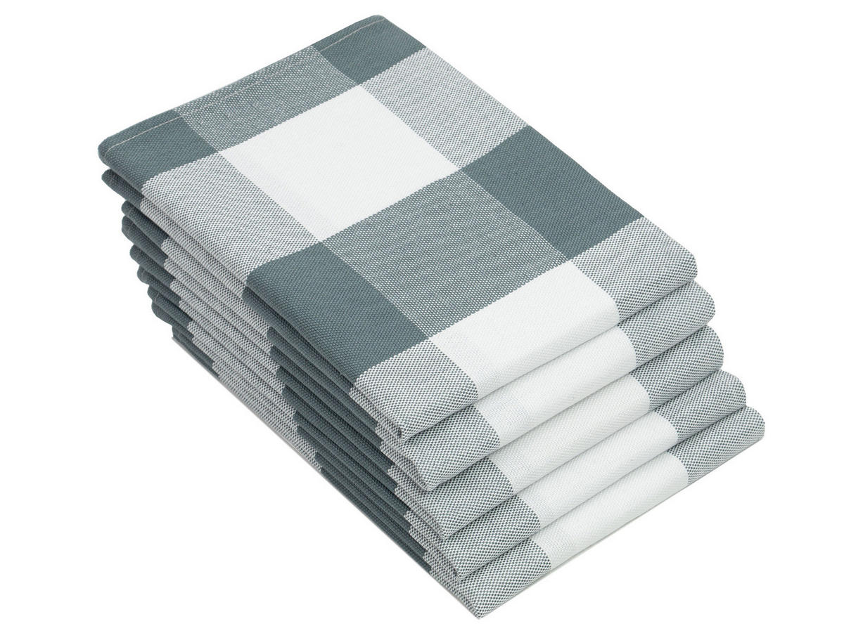 GESCHIRRTÜCHER, 5er-Set, 50x70 cm, 100% Baumwolle, Grau - Anthrazit, Textil (50/70cm) - Zollner