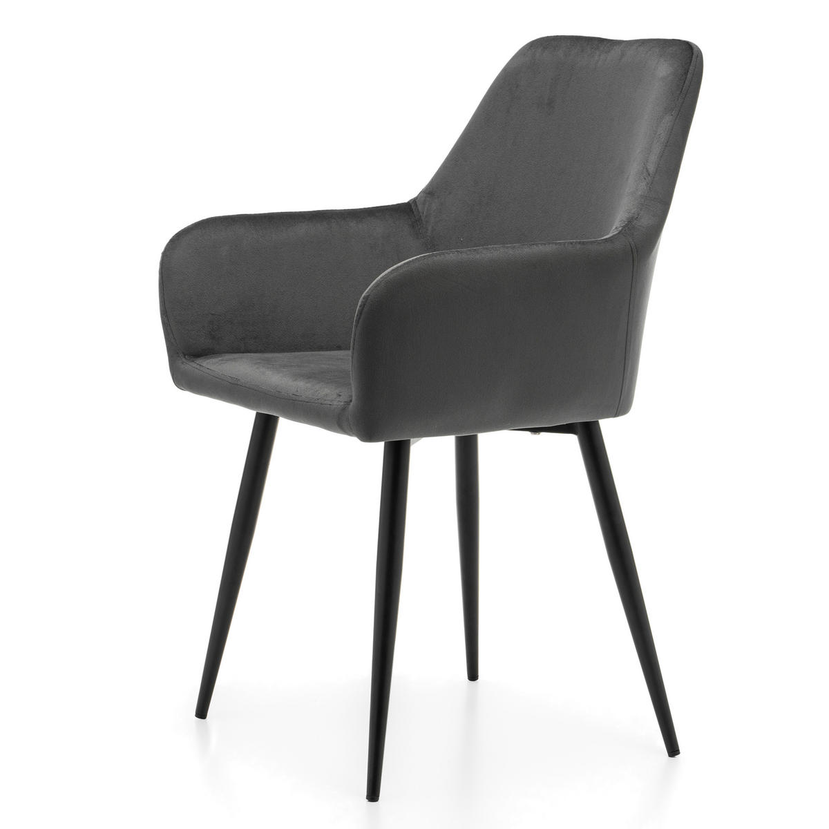 STUHL IVO gepolstert - grau - Samt Velours - Schwarz/Grau, Textil/Metall (55/88/54cm) - NEW HOME