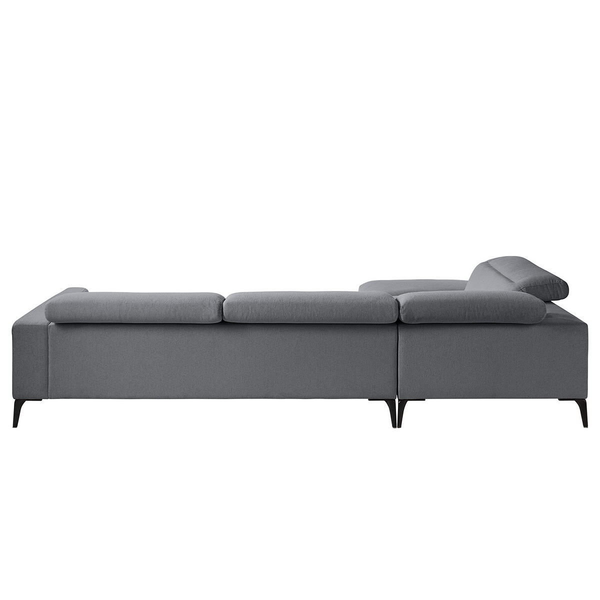 ECKSOFA mit Ottomane - Schwarz/Grau, Textil/Metall (325/238cm) - home24