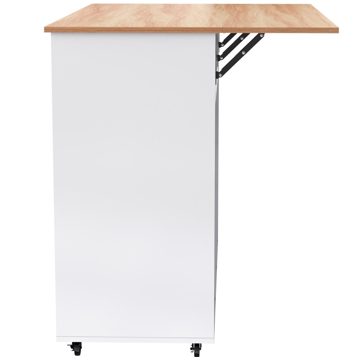KÜCHENINSEL 129/71/91,5 cm Weiß aus MDF mit klappbarer Arbeitsplatte - Weiß, Holzwerkstoff (46/91.5/120cm) - OKMYHOME