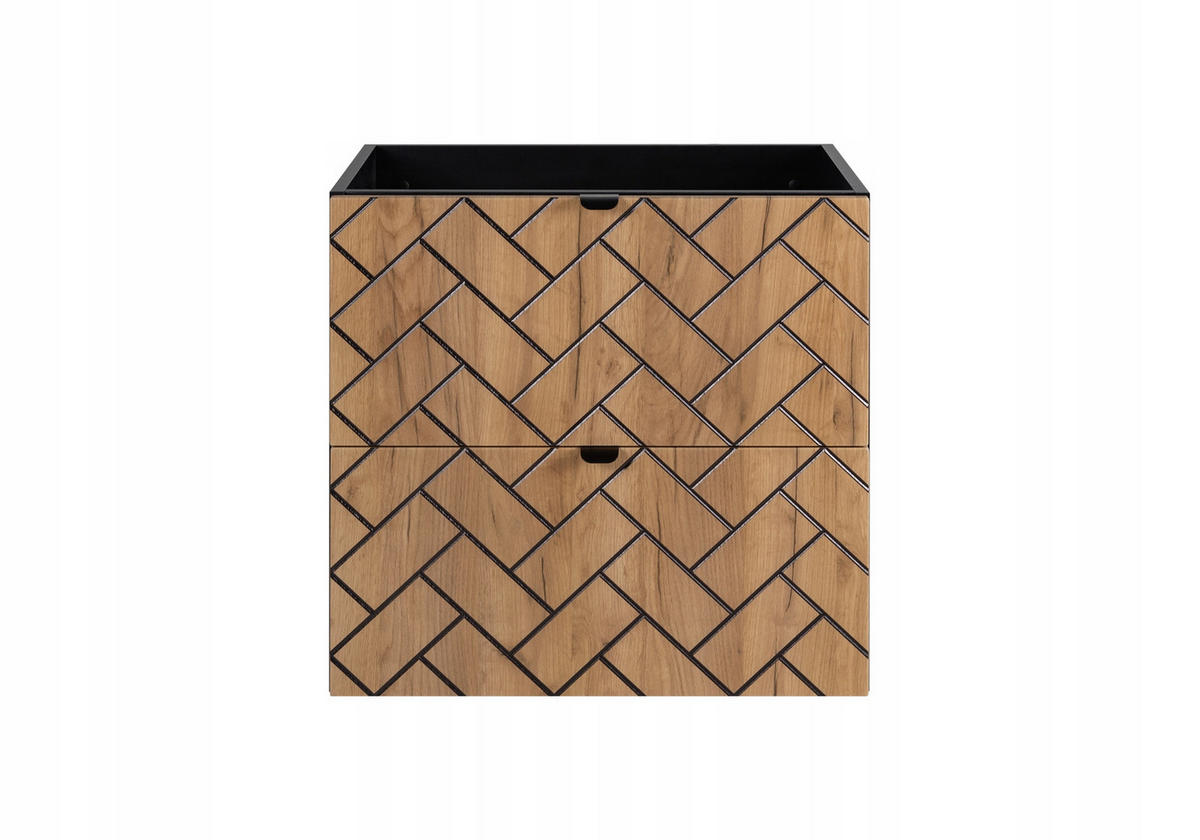 WASCHBECKUNTERSCHRANK Craft Eiche/Schwarz Matt 60/46/60 cm - Eichefarben/Schwarz, Holzwerkstoff (60/60.7/46cm) - Rodan