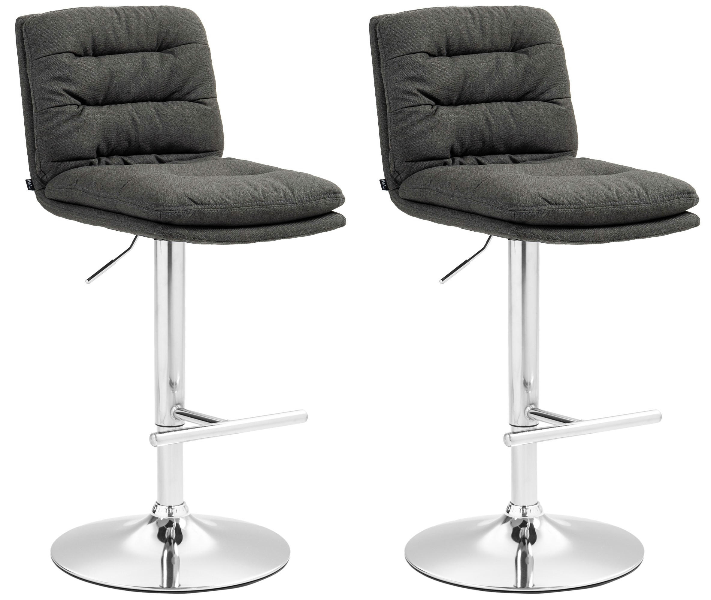 BARHOCKER 2er Set Stoff dunkelgrau - Chromfarben/Dunkelgrau, Textil/Metall (42/94/56cm) - CLP