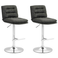 BARHOCKER 2er Set Stoff dunkelgrau - Chromfarben/Dunkelgrau, Textil/Metall (42/94/56cm) - CLP