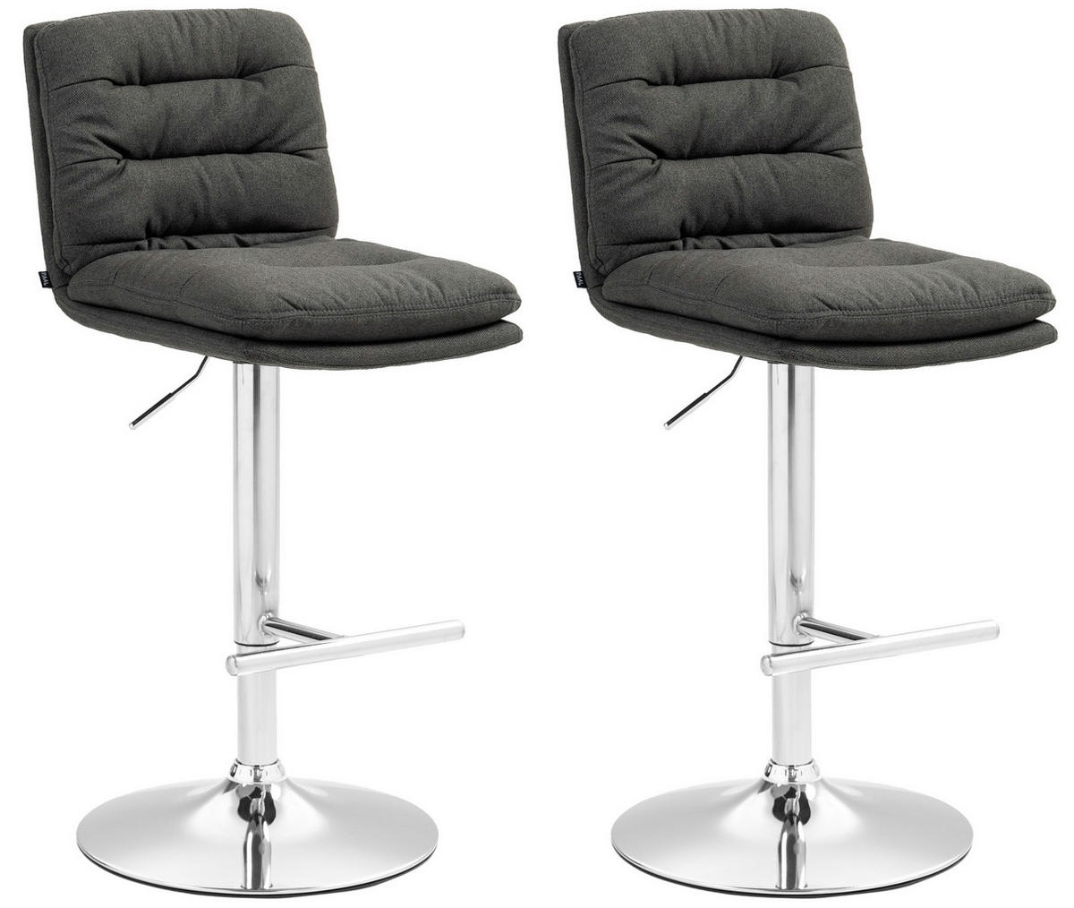 BARHOCKER 2er Set Stoff dunkelgrau - Chromfarben/Dunkelgrau, Textil/Metall (42/94/56cm) - CLP
