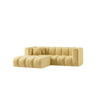 ECKSOFA Modulares In L-Form, Velvet-Stoff Riviera, Buttergelb, Links, GRAND - Hellgelb, Holz (227/179cm) - Kaiser Möbel