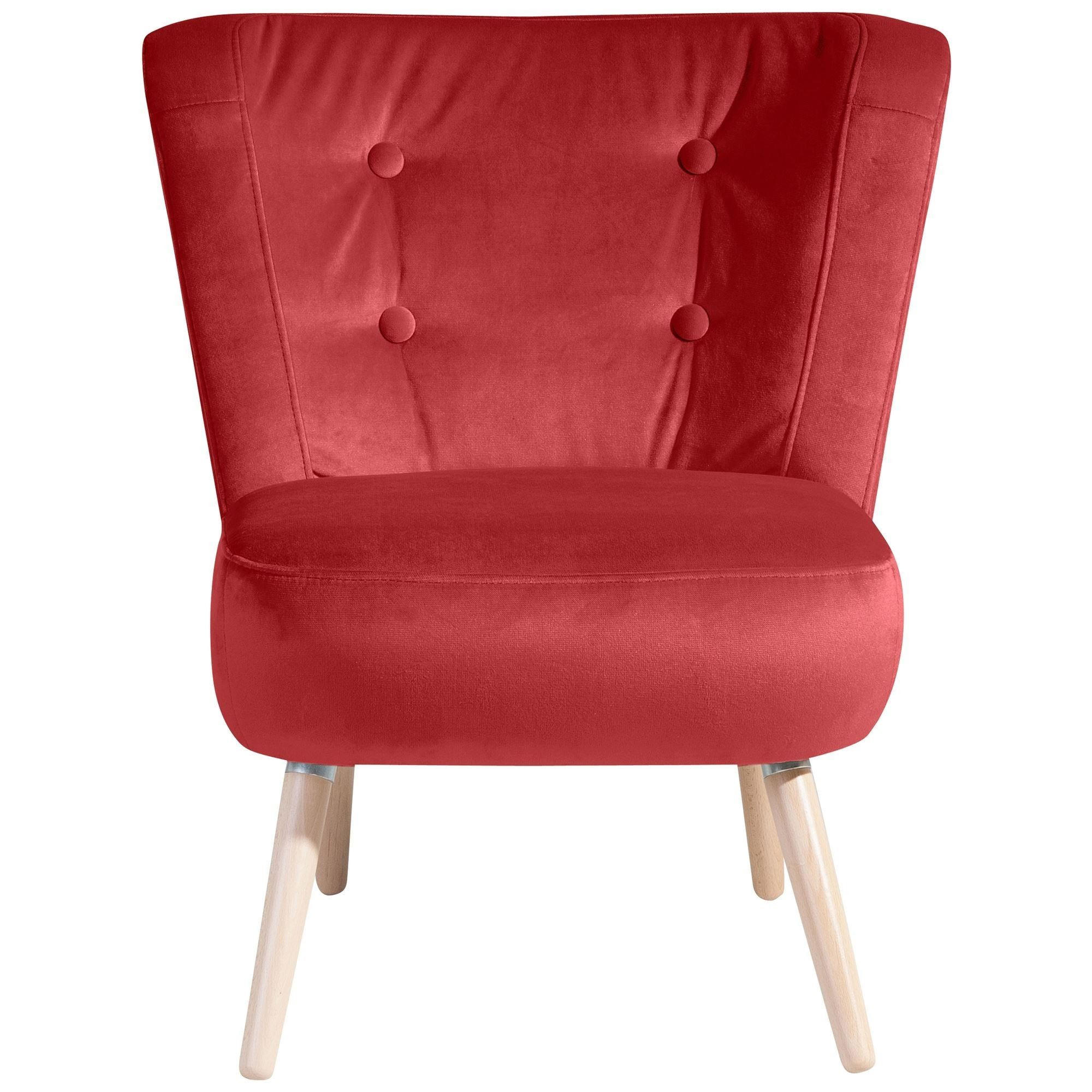 SESSEL Kassi Bezug Samtvelours Buche natur / ziegel - Rot, Kunststoff (69/80/68cm) - 58aufmkessel