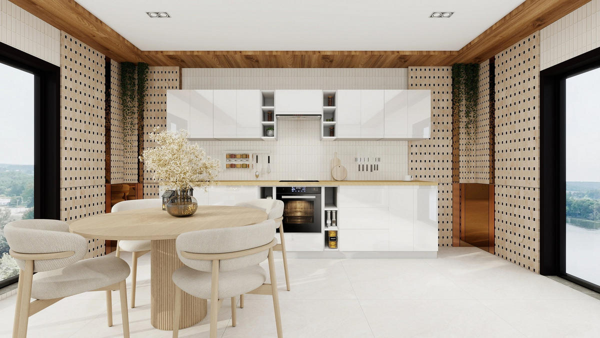 KÜCHENZEILE 340 cm - Aspen KA14-M340- in Weiß/Hochglanz - Weiß Hochglanz, Holz (340/212/52cm)