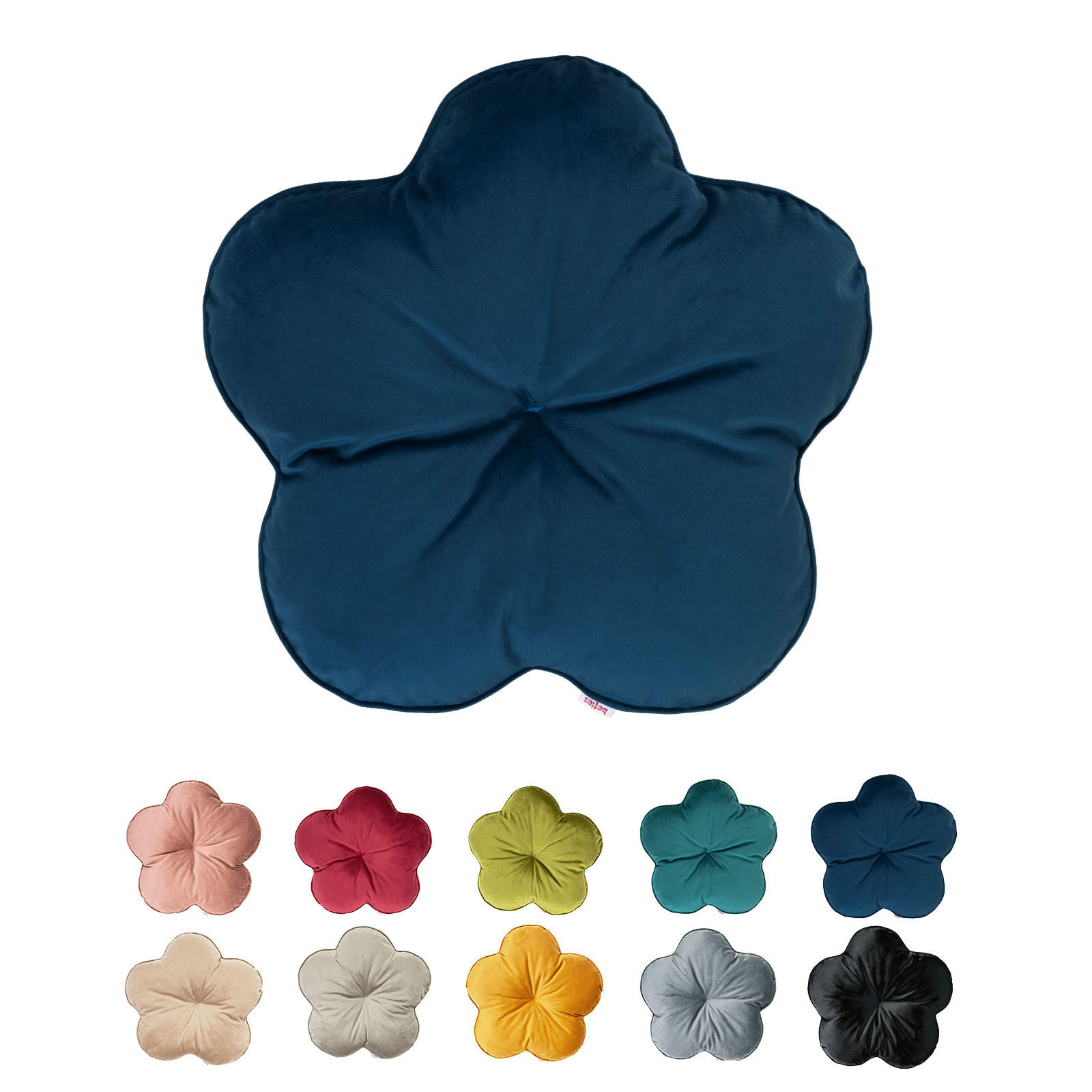 KISSEN-BLUME Samt&Sonders admiral-blau 50 cm Ø - Blau/Dunkelblau, Textil (50cm) - beties Heimtextil