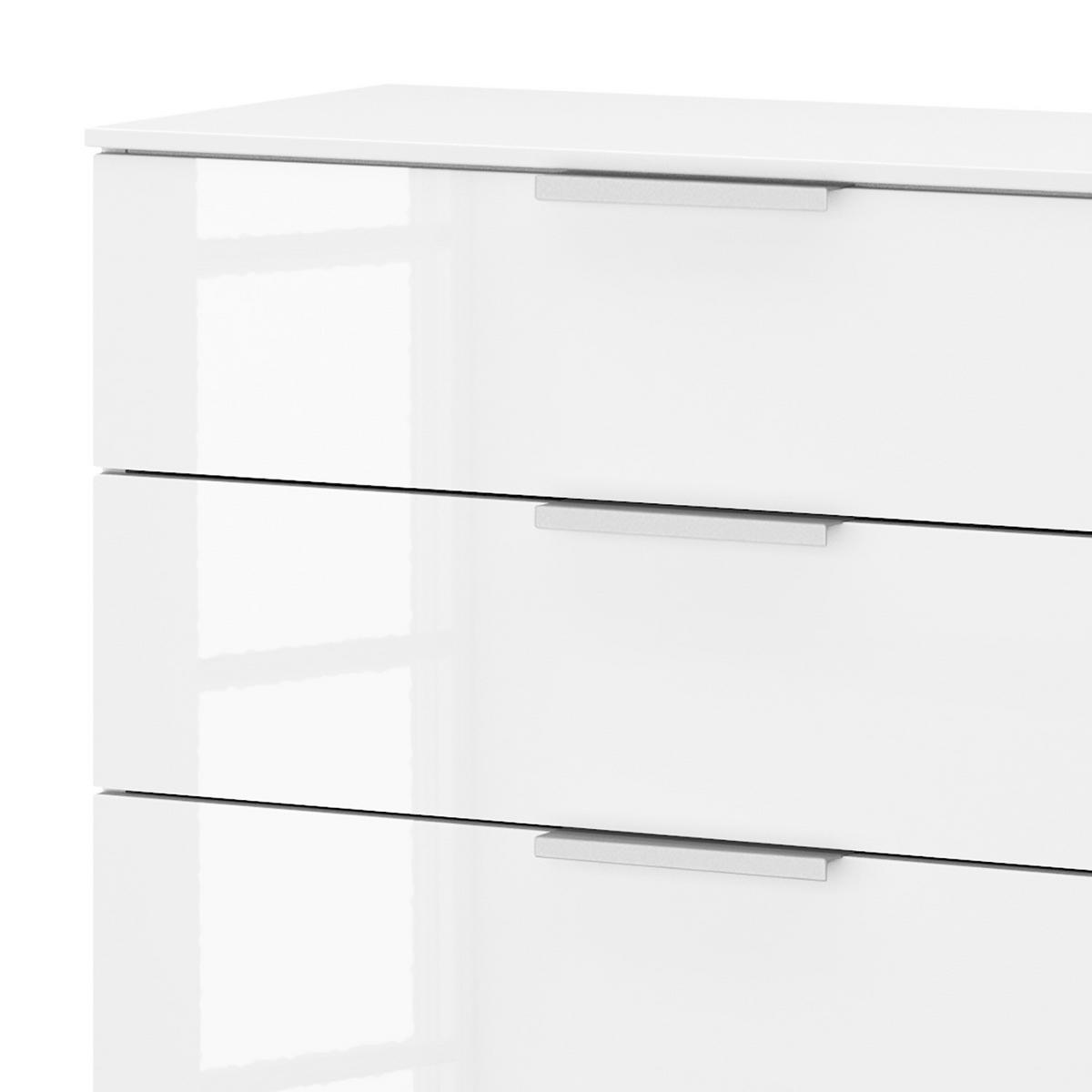 KOMMODE - 5 Schubladen - Weiß Hochglanz/Weiß, Holzwerkstoff (80/100/42cm) - home24