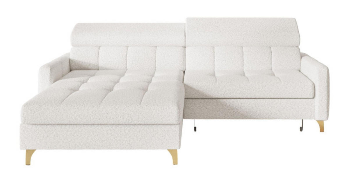 ECKSOFA Milch BAMBINO Mit Verstellbaren Kopfstützen Links - Weiß, Textil (223/174cm) - Sepro Meble
