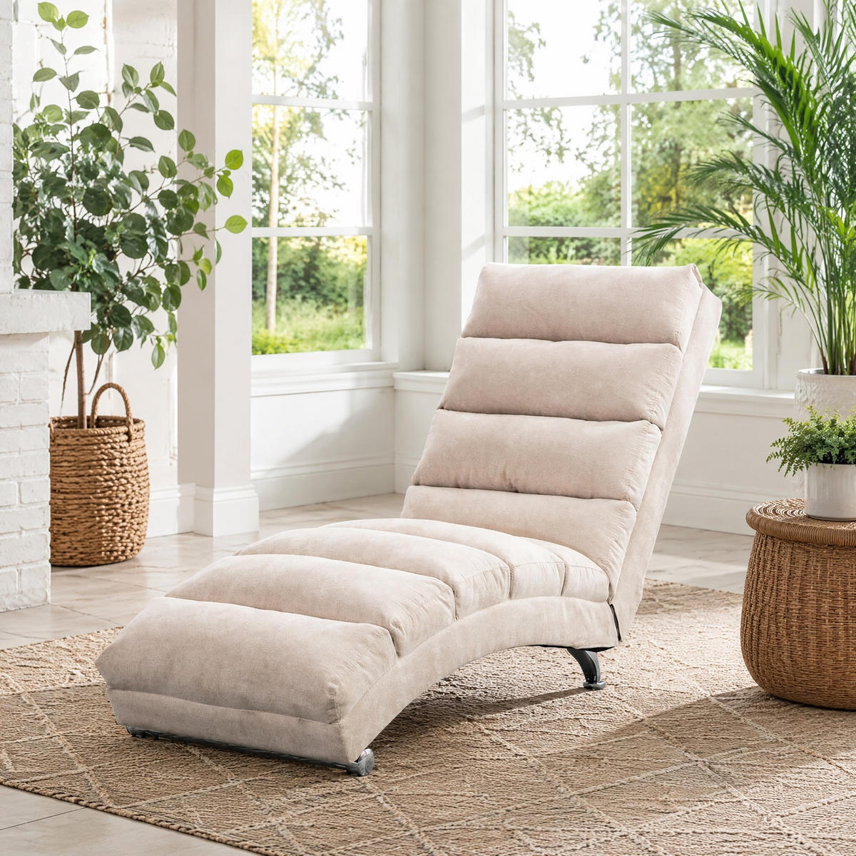 MASSAGELIEGE in Beige 55x148x84 cm mit Vibrationsfunktion und Seitentasche - Beige, Textil (148/84/55cm) - IVMEU