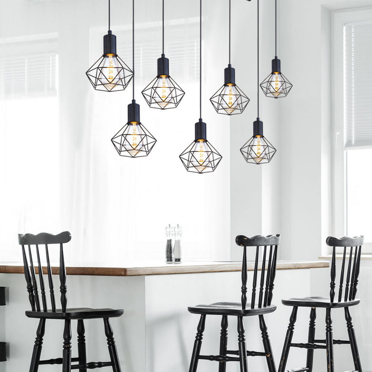 HÄNGELEUCHTE Käfig Design Schwarz matt - Schwarz, Metall (100/15/100cm)