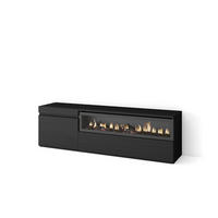 TV-SCHRANK schwarz, mit Elektrokamin, 150/35/45cm - Anthrazit/Schwarz, Holzwerkstoff (150/45/35cm) - Skraut Home