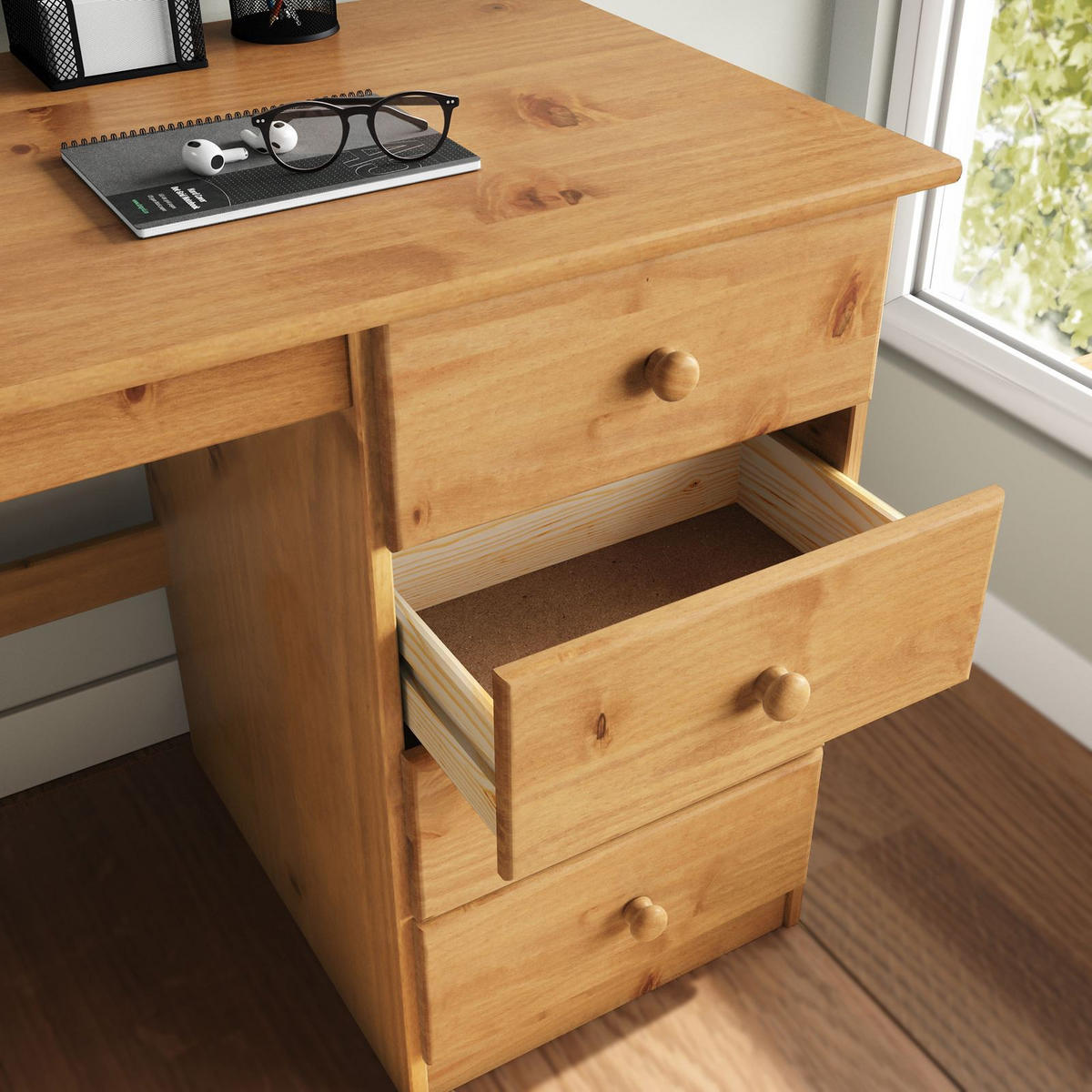 SCHREIBTISCH MANAGER Eiche - Eichefarben, Holz (54/145/73cm) - IDIMEX