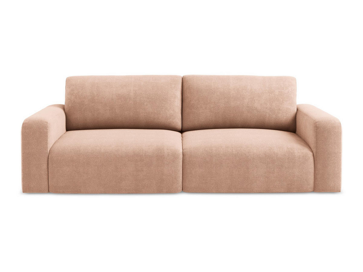 3-SITZER SOFA mit Schlaffunktion Chenille Stoff Pink - Pink/Koralle, Kunststoff/Textil (244/79/102cm) - Makamii