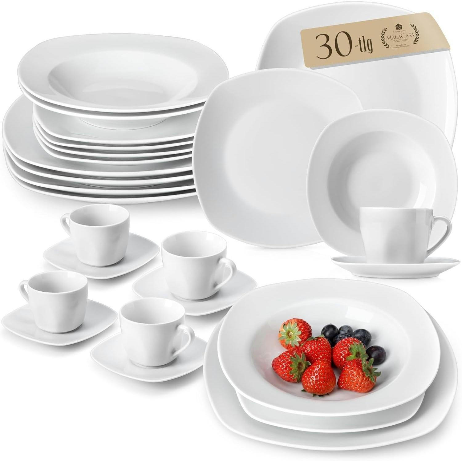 KOMBISERVICE Elisa 30-teiliges Set Grauweiß - Weiß, Keramik (24.8/2.7/24.8cm)