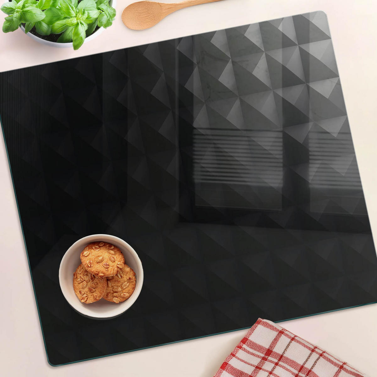 GLASPLATTE 60x52 cm Abstrakt - Schwarz, Glas (60/0.4/52cm) - TULUP