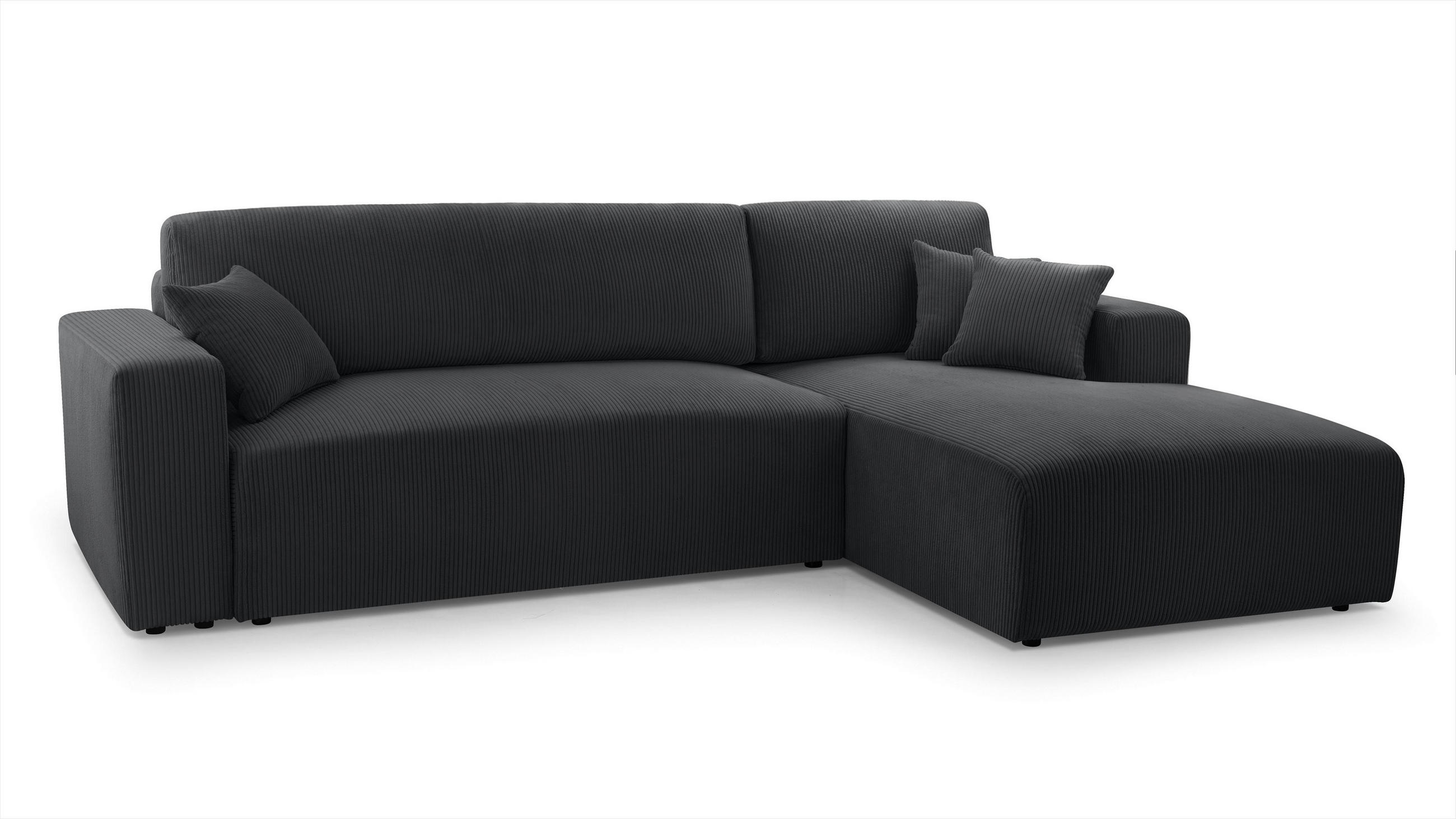 ECKSOFA L Form Catea Dunkelgrau 279/145/84 cm Rechts mit Schlaffunktion - Dunkelgrau/Schwarz, Kunststoff/Textil (279/145cm) - AX Living