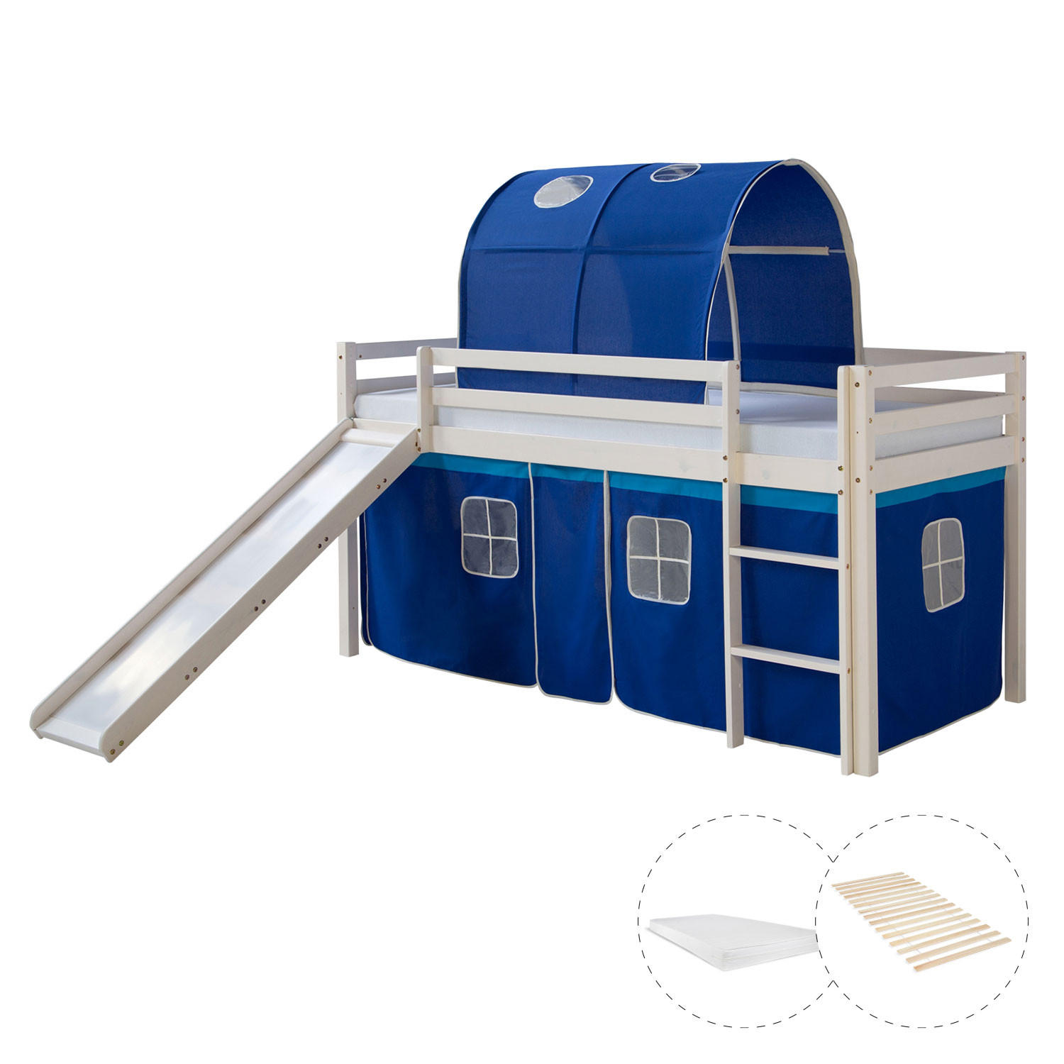 HOCHBETT 90/200 cm in blau mit Lattenrost - Weiß/Dunkelblau, Holz (90/200cm) - Homestyle4u