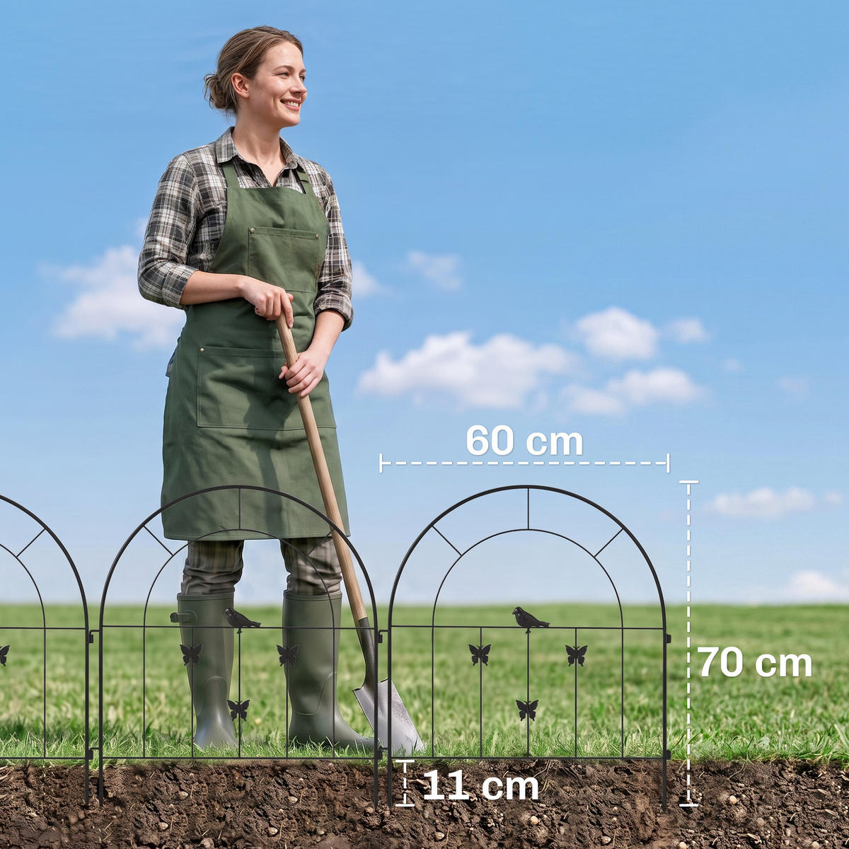 GARTENZAUN Schwarz 300.0/1.0/70.0 cm - Schwarz, Metall (1/70cm)