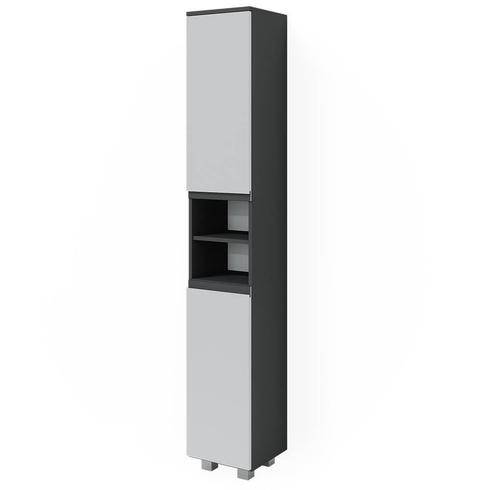 BADSCHRANK J-Shape Weiß 30 x 190 cm - Weiß, Holzwerkstoff (30/190/30cm) - Vicco