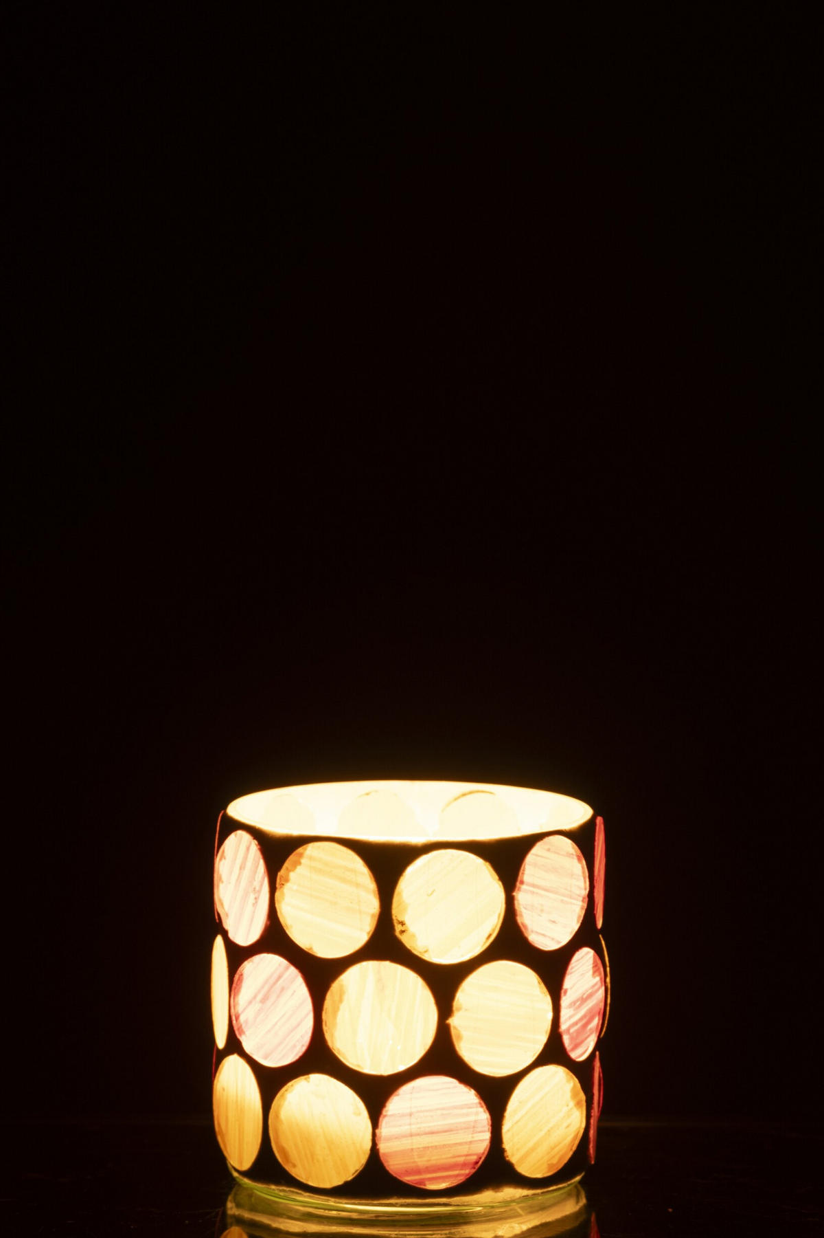 KERZENSTÄNDER GEBROCHENES Weiß - Pink, Glas (7.5/7.5cm) - J-Line