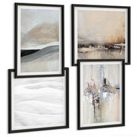 BILDER SET 4er Set - 50x50 cm & 40x60 cm Schwarzer Rahmen - Abstrakte Erdmuster - Schwarz, Kunststoff (50/50cm) - TULUP