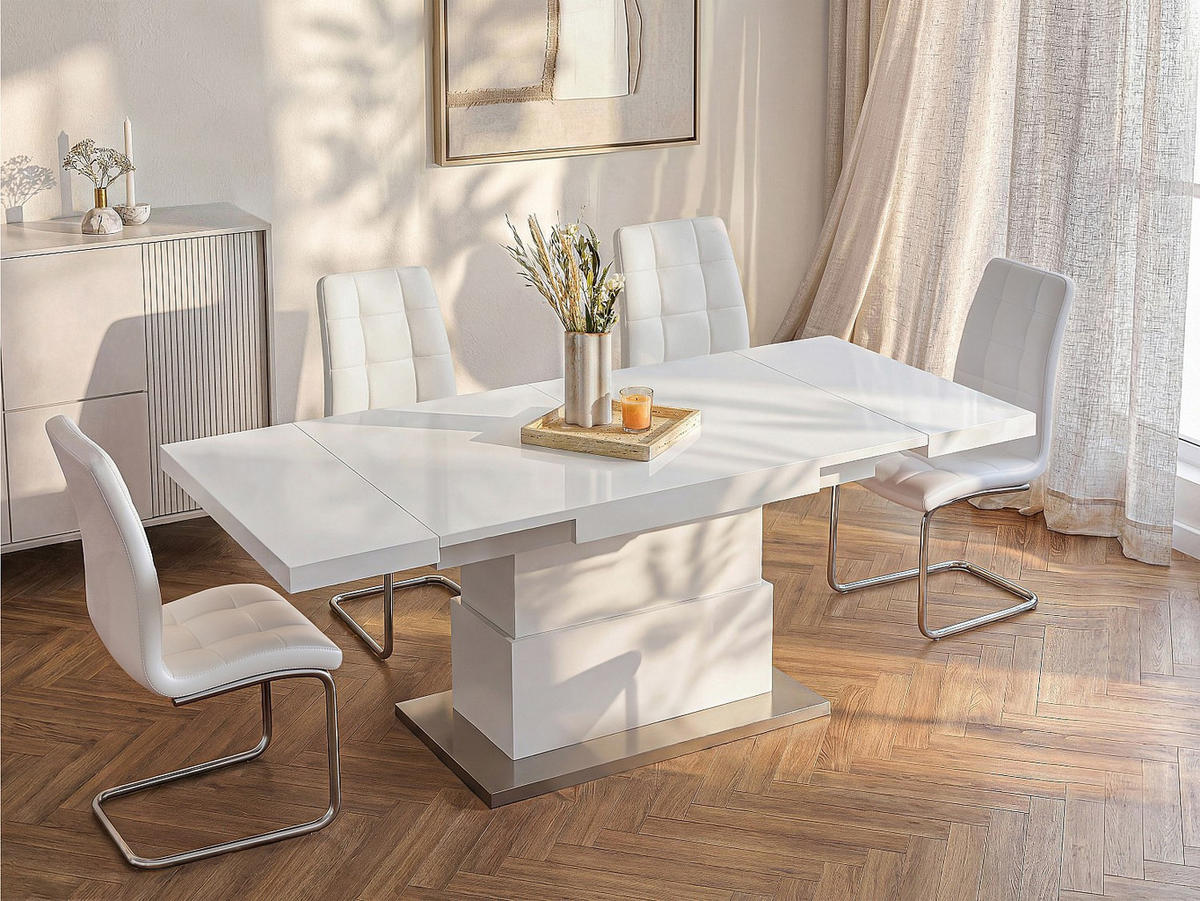 ESSTISCH - 4 Personen, 6 Personen - Holz, Platte - Weiß LAURIA - Weiß, Holz (75/120/75cm) - Vente-Unique