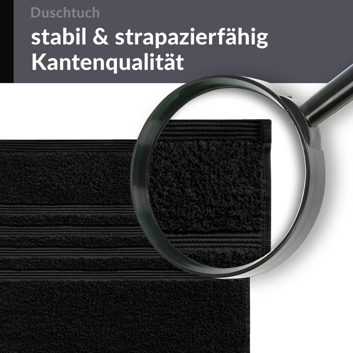 DUSCHTUCH London Schwarz 2er Set 70x140 - Schwarz, Textil (70/140cm) - Lashuma