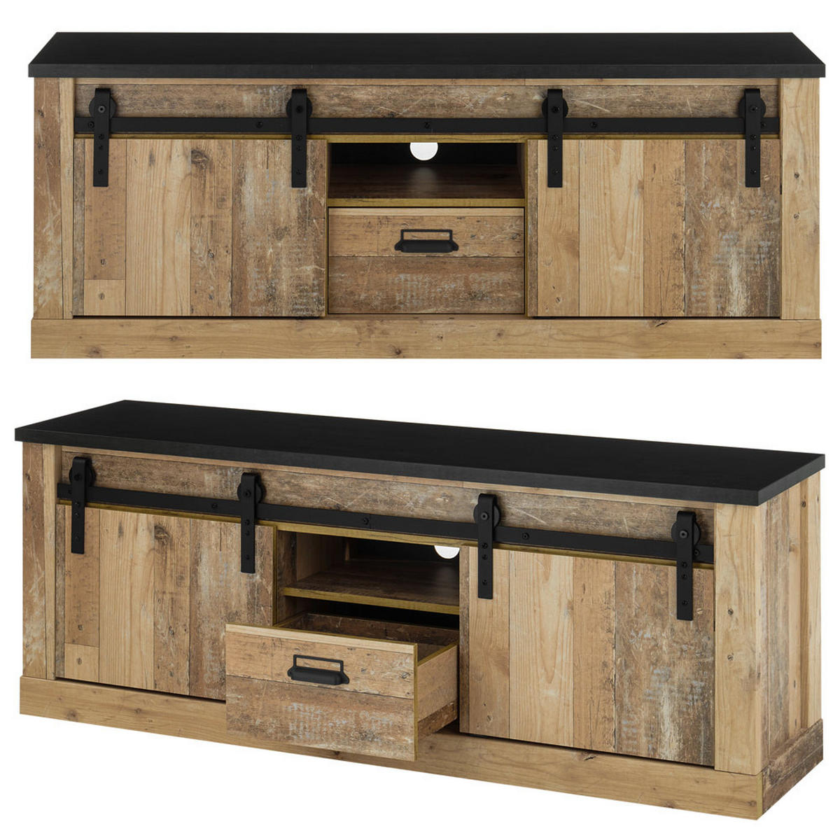WOHNZIMMER-SET 6-TLG. Shelton-61 - Braun, Holzwerkstoff (570/201/43cm) - Lomado