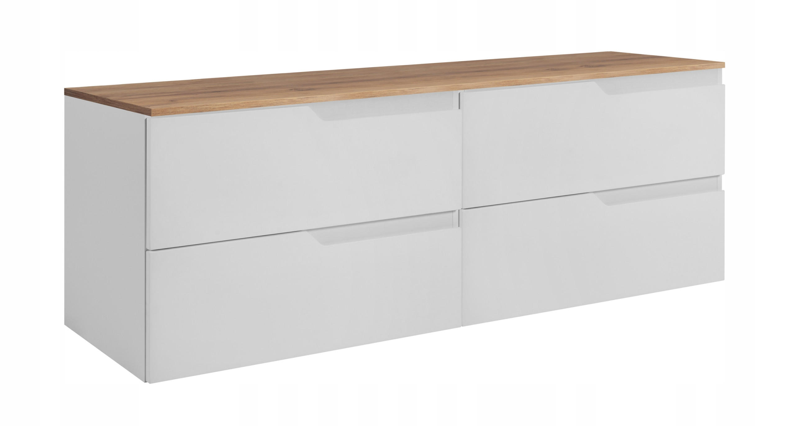 WASCHBECKUNTERSCHRANK MODERN 160cm mit Arbeitsplatte Farbe: Eichen Craft - Weiß - Eichefarben/Weiß, Holzwerkstoff (160/57/46cm) - Rodan