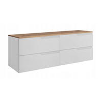 WASCHBECKUNTERSCHRANK MODERN 160cm mit Arbeitsplatte Farbe: Eichen Craft - Weiß - Eichefarben/Weiß, Holzwerkstoff (160/57/46cm) - Rodan