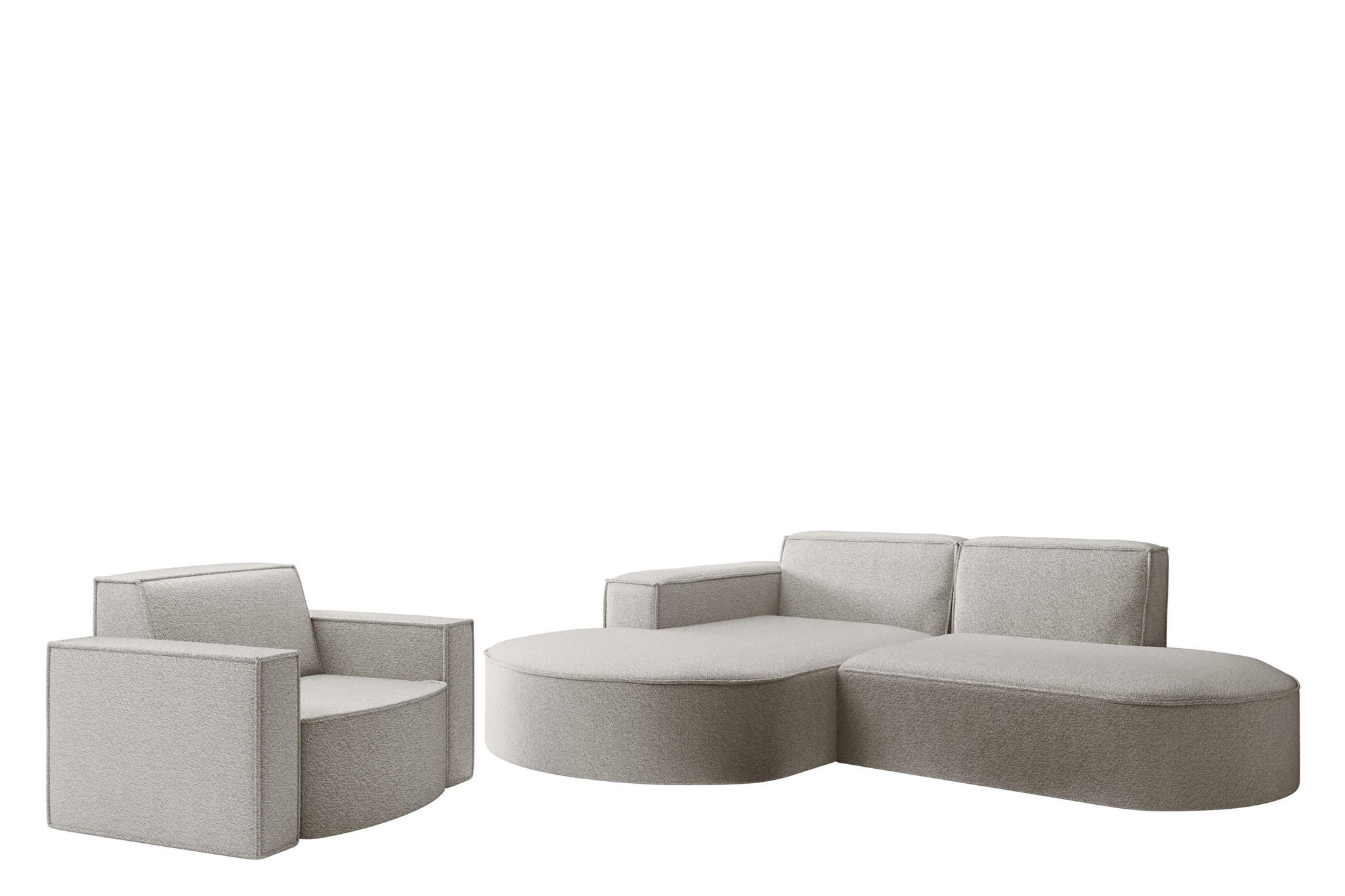 SOFASET Palma Ecksofa Sessel Ascot - Perlmutt, Holzwerkstoff/Textil (236/78/165cm) - Fun Möbel