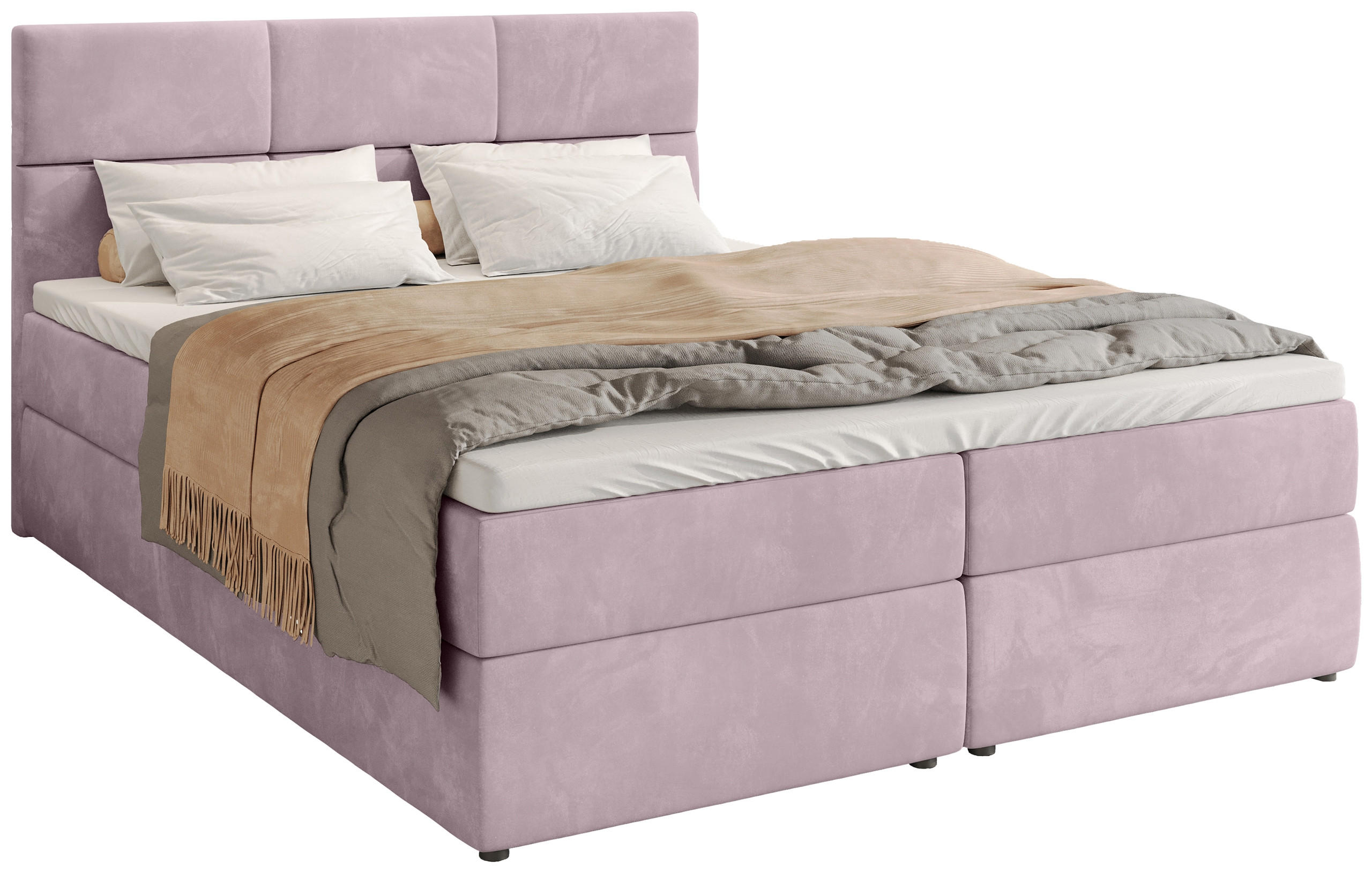 BOXBETT Boston mit Topper 160/200 Rosa - Rosa, Holzwerkstoff/Textil (160/200cm) - Bromarkt